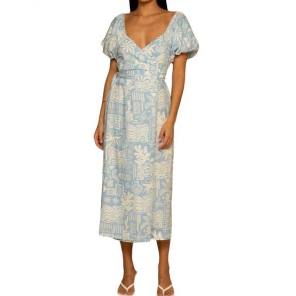 SHORE winnie wrap‎ midi dress in caribbean